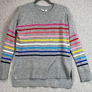 GAP rainbow stripe sweater M wool blend casual colorful comfy crew neck